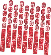 Generic 60pcs Chinese New Year Wooden Sign Happy New Birthday Decorations 2022 New Years Ornaments Christmas Decorations Home Decor Table Part Fake Faux Lights Stuff Decorative DIY LED Red