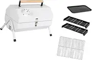Perfeclan Portable Charcoal Grill Barbecue Grill with Handle Innovative BBQ Grill Tabletop for Barbecue Patio Family Gatherings, White