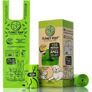 PLANET POOP Home Compostable Dog Bags Extra-long with Handles 120 Un-Scented ...