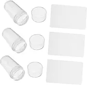 Vaguelly 3 Pack Clear Nail Art Stampers Set with Scraper Diy Manicure Tools for Nail Art Design Elastic for Accurate Placement