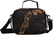 Basketball Abstract Net Insulated Lunch Box for Women Men - Ideal for Work, Picnics - Includes Adjustable Shoulder Strap