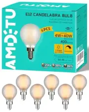 40W E12 Frosted Globe LED Bulbs, 2700K Warm White Dimmable Candelabra Base,