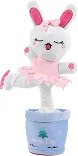GARIOUANS Plush Easter Bunny Interactive Musical Stuffed Animal Doll for Adorable Electric Bunny with Built Melodies and Entertaining Performance Present for Birthdays and Easter