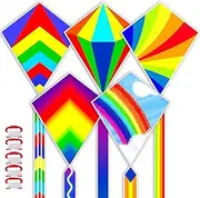 5 Pack Kites for Kids & Adults, Rainbow Kites for Kids Age 4-8 8-12, Easy to Fly for Beginners, Easy to Assembled Colorful Kite for Beach Outdoor Toy Games & Family Trip