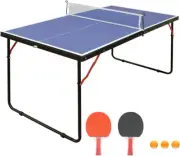 4.5Ft Table Tennis Table with Table Tennis Paddles Net Balls Foldable Portable P