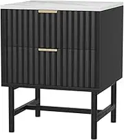 Artiss Bedside Table, MDF Bed Side Tables Storage Cabinet Desk with 2 Drawers, Bedroom Living Room Home Furniture Tallboy Lamp Nightstand Cabinets in 55cm Height Black