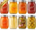 8-Pack Mason Jars, Glass Food Storage, Meal Prep, Overnight Oats, Spice Containe