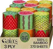 Gaias Premium and Soft FruiTP Organic Bamboo Toilet Paper | 48 Mega Rolls, 3 Ply, 370 Sheets | FSC Certified, PFAS & BPA Free, Eco-Friendly, Sustainable Tissue - Plastic Free, Septic Safe, Vegan