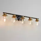 Black Gold Bathroom Light Fixtures over Mirror 5-Lights Vanity Light Wall Sconce