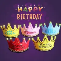 在飛比找Yahoo!奇摩拍賣優惠-發光兒童生日 帶燈皇冠帽led頭箍裝扮生日派對兒童生日帽子零