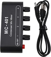 Condenser Microphone Mixer 4 In 1 Out with Independent Volume for Home Karaoke Aluminum Alloy