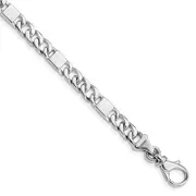 Solid 14K White Gold 7 inch 5.6mm Hand Polished Fancy Link with Fancy Lobster Clasp Bracelet