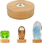 Bituulor Battery Power 4 inch Wood Light Base Display Stand for Crystal Art Glass,Warm Light