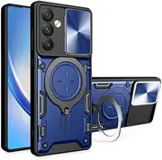 [FORZARMOR] for Samsung Galaxy A15 5G (6.5 Inch) Case Shockproof with Back Camera Slide Window Cover, Ring Kickstand Armor Military Rugged Cover (for Galaxy A15, Blue)