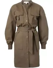 WITCHERY Platoon Army Green Cotton-Twill Utility Cargo Shirt Dress Sz 12 $159.95