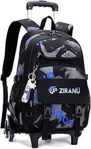 [Yumenam] Children's Rolling Backpacks Teens Boys Girls School Bags with Wheels Waterproof Trolly Cabin Bag 25L Laptop Backpack for for School Students