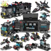 SWAT Police Station Truck Model Building Blocks City Machine Helicopter 750pcs