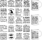 UV DTF Cup Wrap - 20 Sheets Sarcastic UV DTF Cup Wraps for 16 OZ Black Funny Humorous UVDTF Cup Wraps Waterproof UV DTF Wraps Personalized UV DTF Decals for Glass Cups Mug Tumbler DIY Crafts