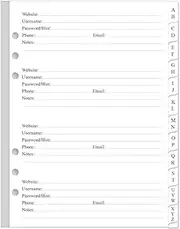 Password Book Refills for A5 Binder - A-Z Password Notebook Refill Paper with Alphabetical Tabs, 120gsm White Paper, 6-Hole Punehed, 5.8" x 8.3"