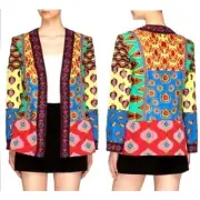$900 NWT Alice + Olivia X Carla Kranendonk Artsy Collab Patchwork Jacket Sz 4