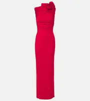 [Magda Butrym] Magda Butrym Floral-appliqué ruched jersey gown AU 14 red