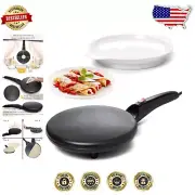 Portable Electric Crepe Maker with Long Handle and Dipping Plate Included