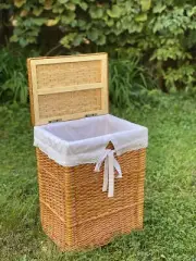 NEW!! lined wicker laundry basket woven laundry hamper Handwoven Storage Basket