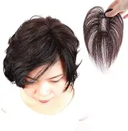 Women naturally add traceless, lightweight, breathable high cranial hair patches, forehead eight character bangs, and top replacement patches (Palm, One Size)