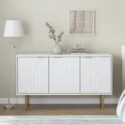 Cora Luxury Buffet Sideboard with 3 Doors Elegant Storage with Stylish Gold Legs