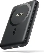 QECVEC Mag-Safe Power Bank - 10000mAh Magnetic Portable Charger with 15W Wireless Fast Charging & 20W PD Wired Charging, Compatible for iPhone 12/13/14/15/16 Series. (Black)