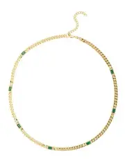 [Mocha] Emerson Chain Necklace in Emerald/Gold