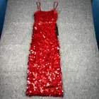 House of Harlow 1960 2 Piece Cami & Maxi Skirt Set Red Square Sequins XXS NWT