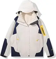 [ALTALIVA] Women's 3 In 1 Waterproof Jacket, Winter Warm Fleece Coats With Detachable Hood, Outdoor Windbreaker Raincoat for Camping Hiking Running (1PC-White,4XL), 1pc-white