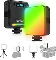 RGB 360°Full Color Video Lights, Baytion Portable CRI 95+ 2500K-9000K Photography Light with 1/4”Screw Thread,3 Cold Shoe,20 Light Effects, Built-in 2000mAh Rechargeable Battery for Video Shooting