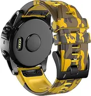 Fleshy Leaf 26mm Camouflage Silicone Band Fleshy Leaf Compatible for Garmin Fenix 7X,Fenix 6X,Fenix 6X Pro,Fenix 5X,Fenix 5X Plus/Fenix 3/3 HR,Quick Release Strap Wristband