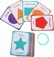 Kisangel 49Pcs Shapes Flash Cards Geometric Learning Cards for Fun Educational Tools for Hand Eye Coordination Bright Cartoon Designs for Engaging Learning Experiences