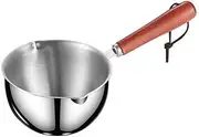 Butter Warmer Pan with Dual Pour Spouts, Stainless Steel Milk Warmer Pot, Long Heat- Resistant Handle Small Sauce Pan for Stove Top, Chocolate Melting, Coffee Tea Soup Warming (Silvery, 200ml)