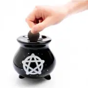 Money Bank Shaped Like A Cauldron Features Starry Pentacle Design On Both Sides