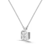 ANYCO Necklace 925 Silver Rectangular Clear Gemstone with Zircon 8A Gift Jewelry for Women