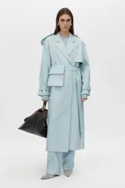 Gehry Wool Trench Coat in Chalky Blue - CAMILLA AND MARC® C&M