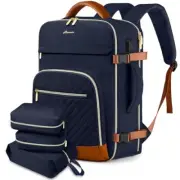 Large Carry On Travel Backpack: Flight Approved 40L Waterproof Blue Brown