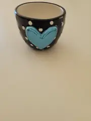 HeARTful Tracy Pesche Demdaco Home Ceramic Vase Planter Cup Polka Dot Heart