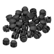 Cord Locks, 30 Pack Round Spring Toggle Stopper, Black