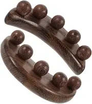 Beavorty 2Pcs Wooden Massage Tools for Face and Head Five Bead Crescent Design Acupoint Massager Durable Material for Comfortable Use