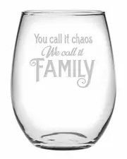 susquehanna Set of Four 21oz You Call It Chaos Stemless Glasses