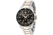 Maserati Sfida Chronograph Two Tone Stainless Steel Black Dial Quartz R8873640002 100M Men's Watch