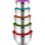 Set of 5 Mixing Bowls with Lids Stainless Steel Mixing Bowls Metal Nesting Salad