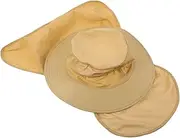 Abaodam Nylon Outdoor Wide Brim Sun Hat Men's Windproof Sun Hat Neck Flap for Hiking Fishing Gardening Beach