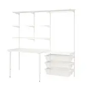 BOAXEL / LAGKAPTEN wardrobe combination with table top, white, 207x62x201 cm