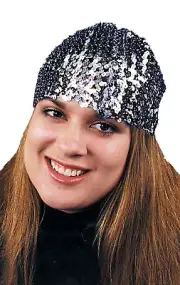 Cloche Hat Sequin Black - Morris Costumes